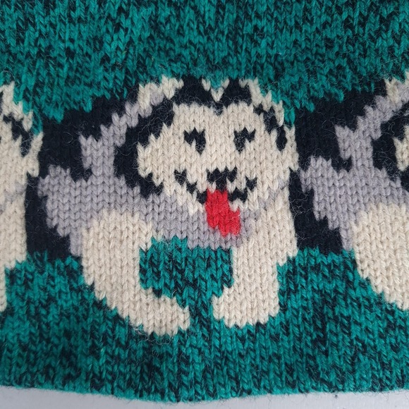Vintage LL Bean Husky Dog Wool Hat One Size Green Beanie Lined USA Winter 90s - Picture 4 of 16